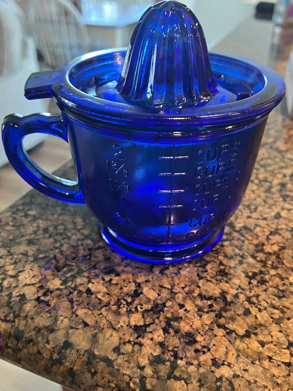 Cobalt Blue Glass Juicer with Measuring Cups